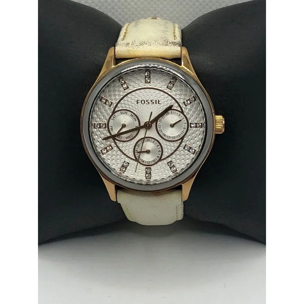 Fossil BQ3253 Womens White Leather Analog Silver Dial Quartz Genuine Watch HK458